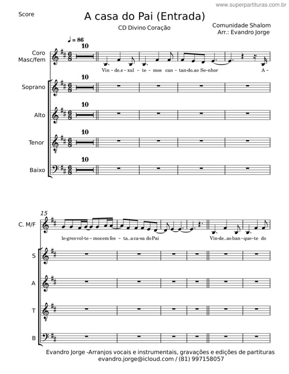 Partitura da música A Casa Do Pai