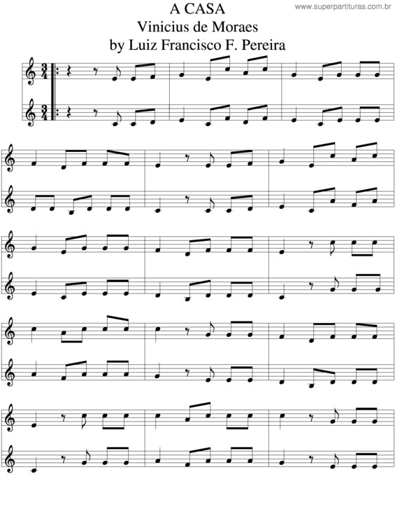 Partitura da música A Casa v.5