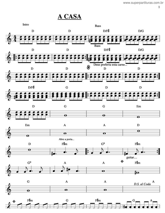 Partitura da música A Casa v.6