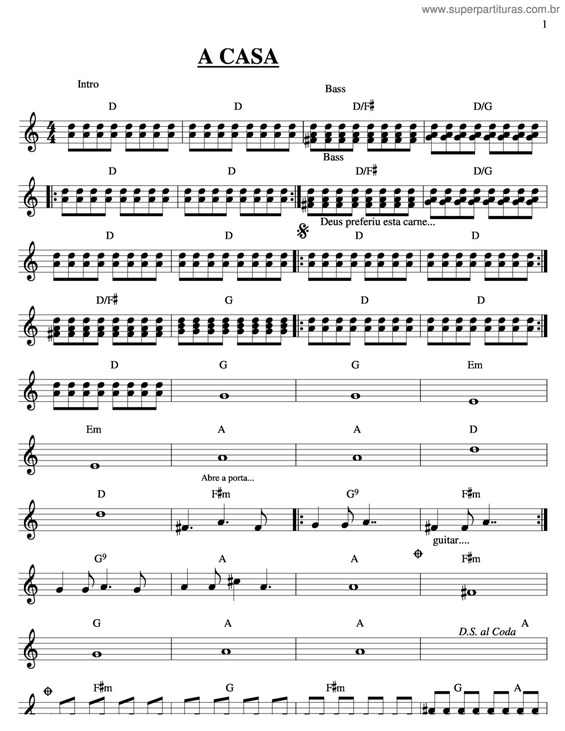 Partitura da música A Casa v.6