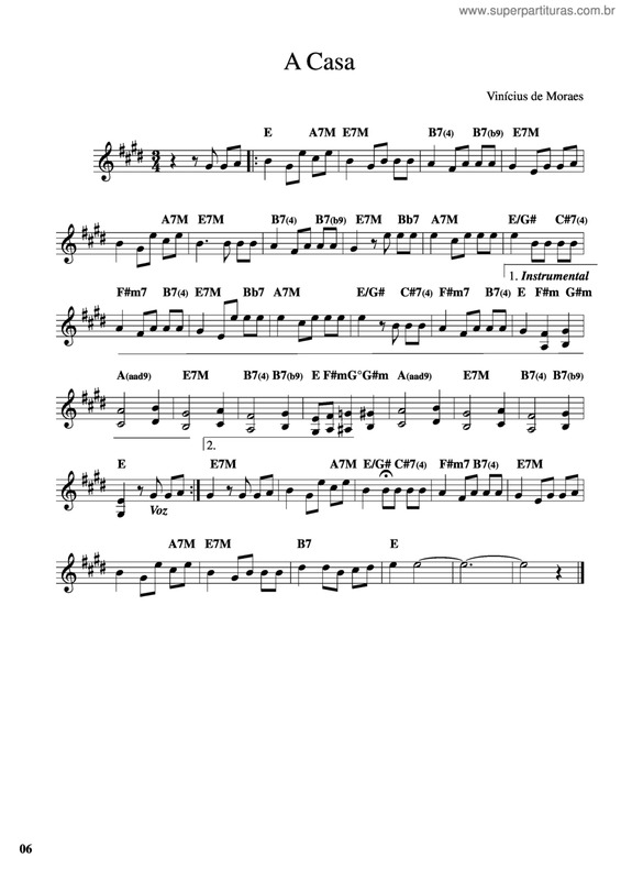 Partitura da música A Casa v.7