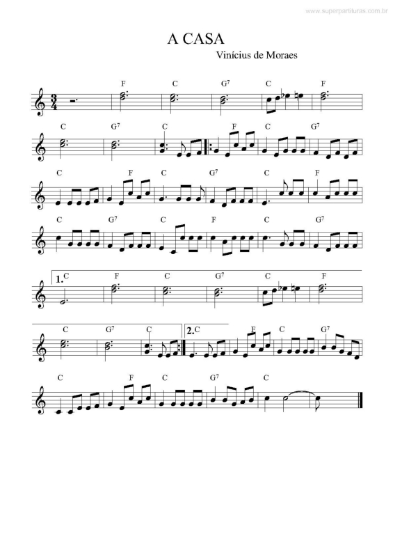 Partitura da música A Casa