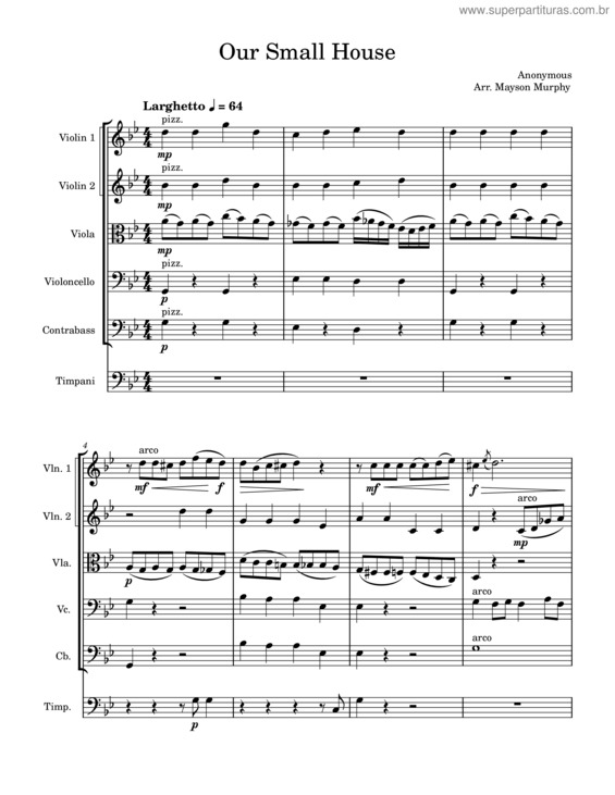 Partitura da música A Casinha Pequenina – Unknown Author