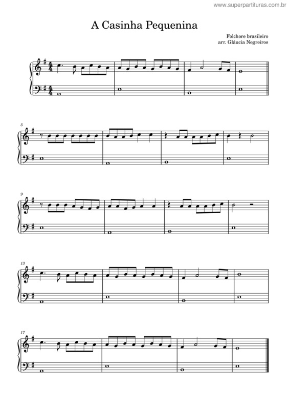 Partitura da música A Casinha Pequenina v.13