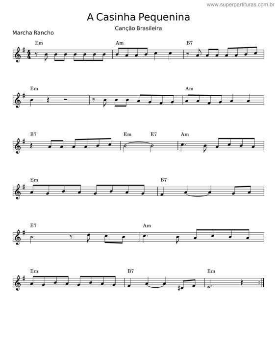 Partitura da música A Casinha Pequenina v.14