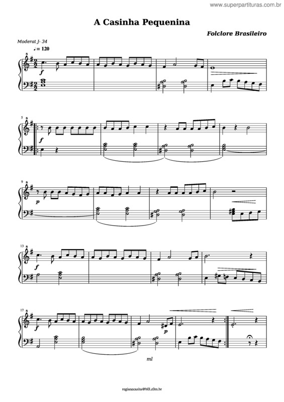 Partitura da música A Casinha Pequenina V 2 v.2