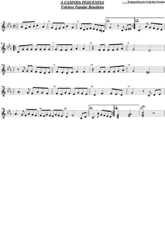 Partitura da música A Casinha Pequenina v.5