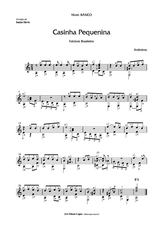 Partitura da música A Casinha Pequenina v.9