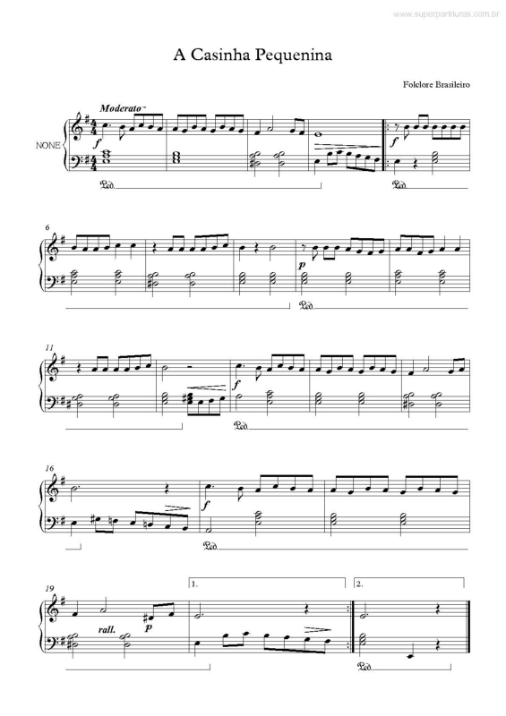 Partitura da música A Casinha Pequenina