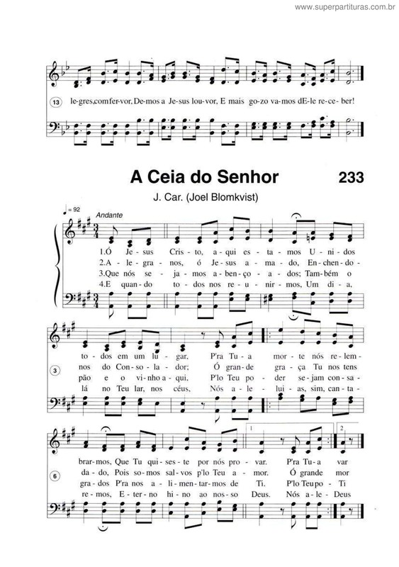 Partitura da música A Ceia Do Senhor v.4