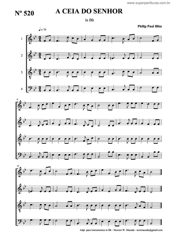 Partitura da música A Ceia Do Senhor v.8