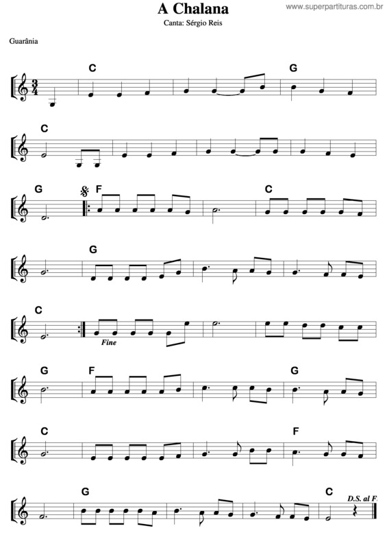 Partitura da música A Chalana v.2