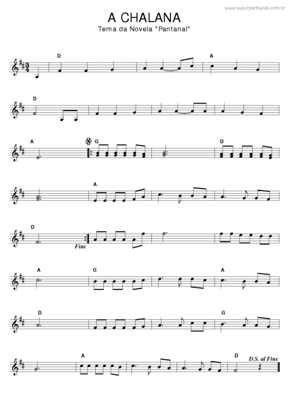 Partitura da música A Chalana