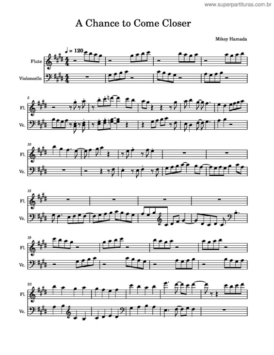 Partitura da música A Chance To Come Closer