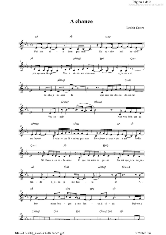 Partitura da música A Chance