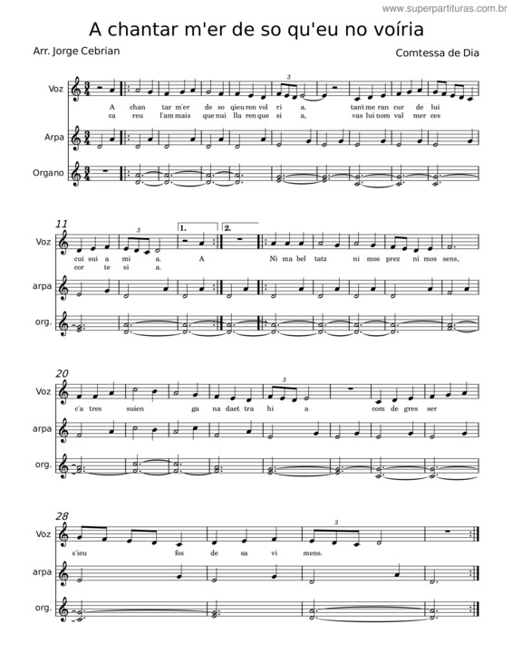 Partitura da música A Chantar M`Er De So Qu`Eu No Voíria
