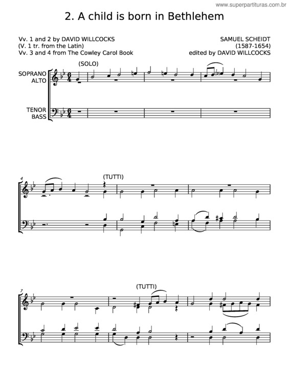 Partitura da música A Child Is Born In Bethlehem – Samuel Scheidt