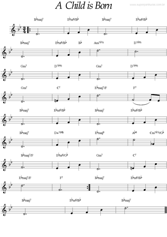 Partitura da música A Child is Born