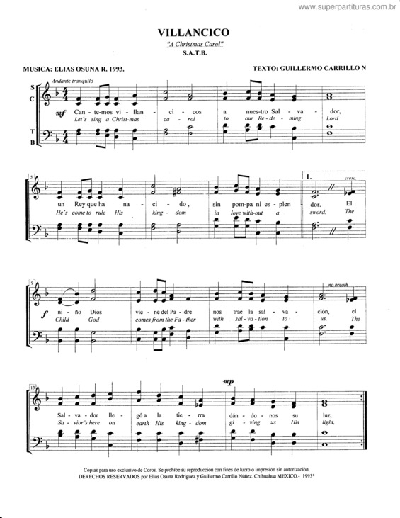 Partitura da música A Christmas Carol