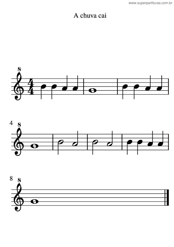 Partitura da música A Chuva Cai