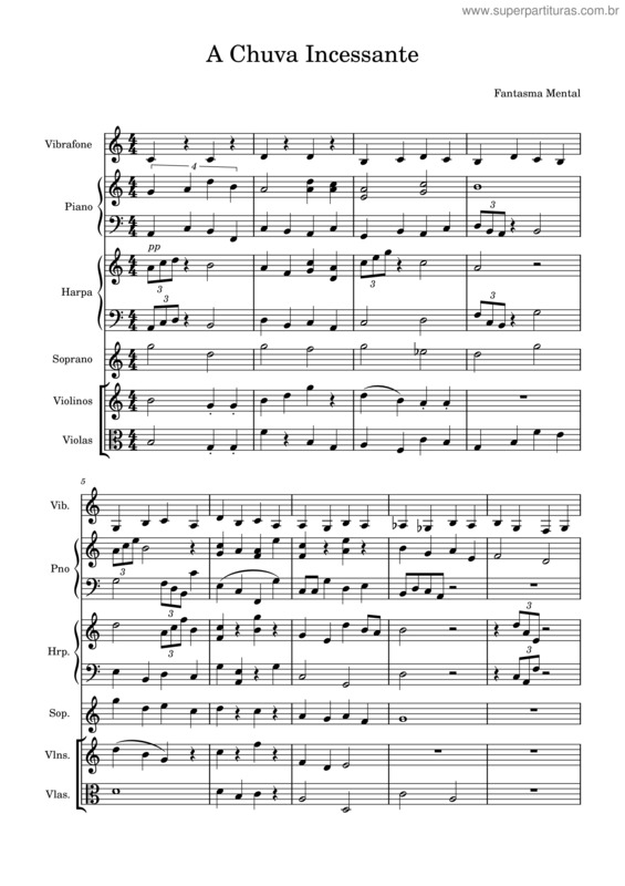 Partitura da música A Chuva Incessante