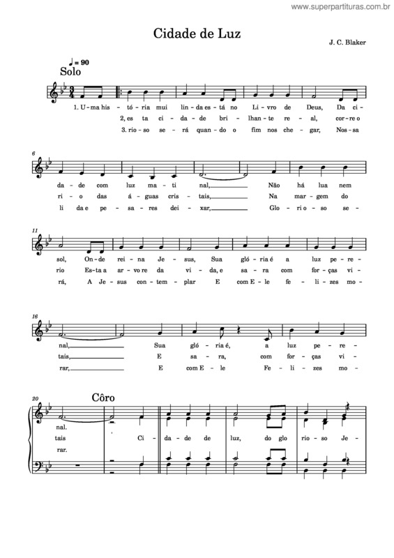 Partitura da música A Cidade De Luz – J.C. Blaker