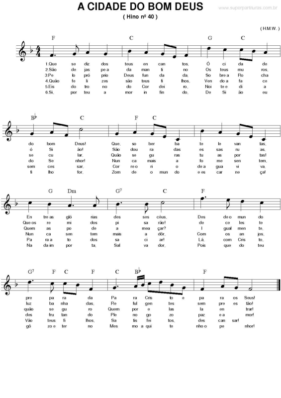 Partitura da música A Cidade do bom Deus v.2