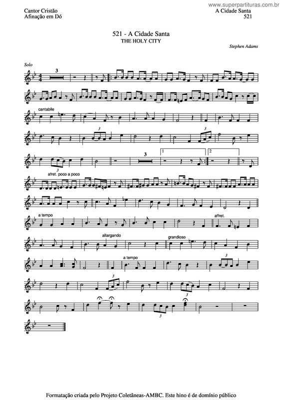 Partitura da música A Cidade Santa v.2