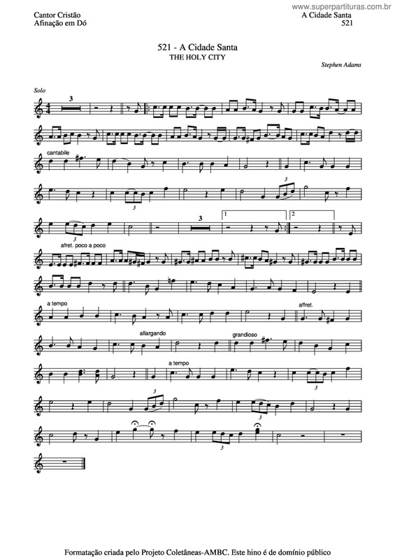 Partitura da música A Cidade Santa v.3