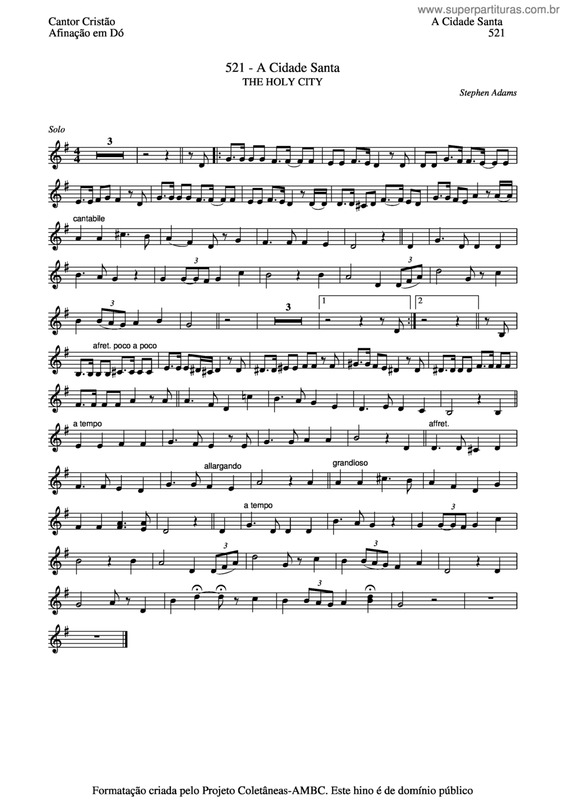 Partitura da música A Cidade Santa v.4