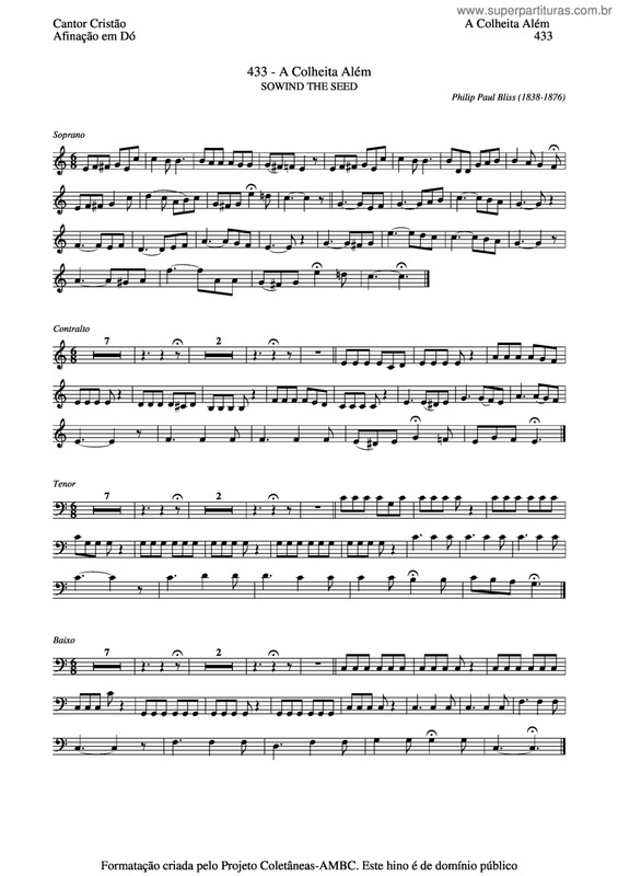 Partitura da música A Colheita Além v.2