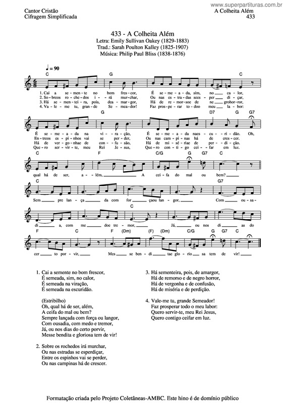 Partitura da música A Colheita Além