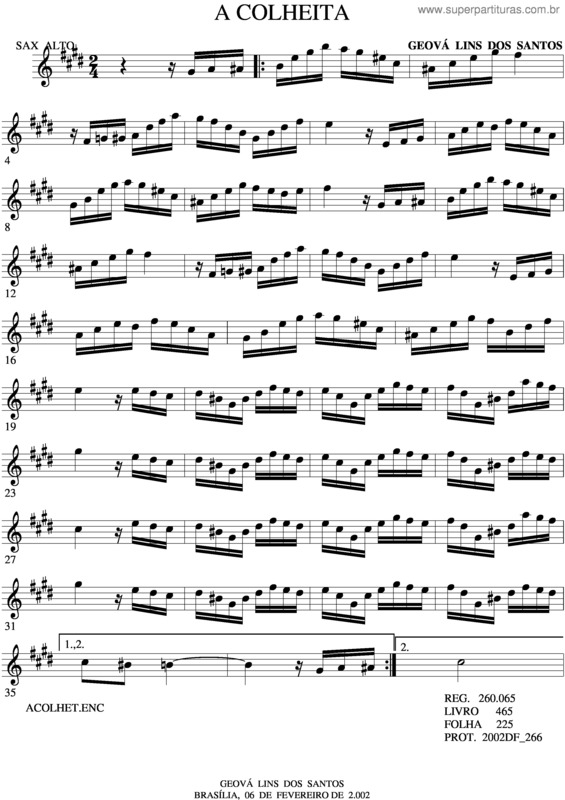 Partitura da música A Colheita v.2