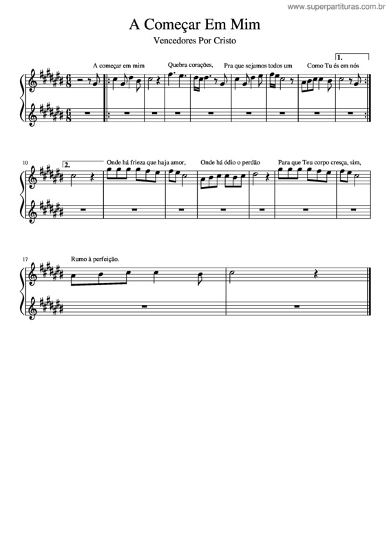 Partitura da música A Começar Em Mim – Vencedores Por Cristo 7#