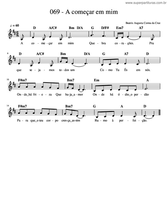 Partitura da música A Começar Em Mim v.2