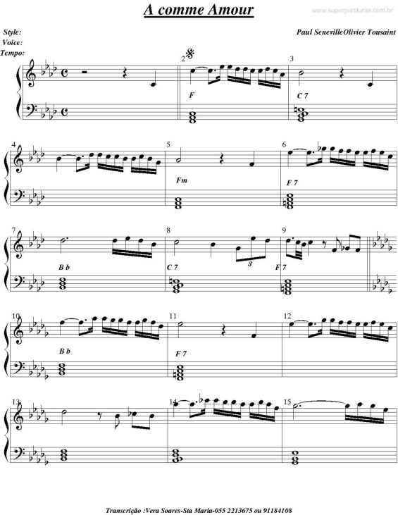 Partitura da música A Comme Amour v.2