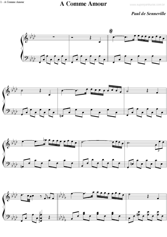 Partitura da música A Comme Amour