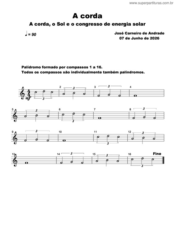 Partitura da música A Corda