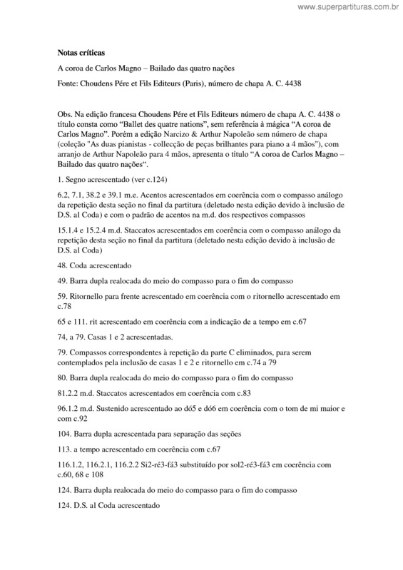 Partitura da música A coroa de Carlos Magno v.2