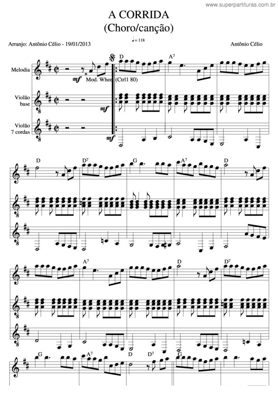 Partitura da música A Corrida v.2