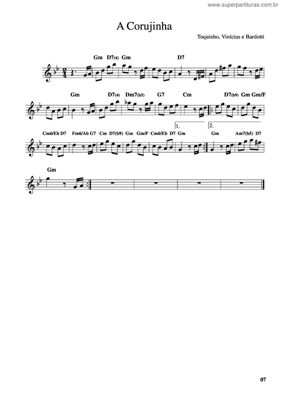 Partitura da música A Corujinha v.2
