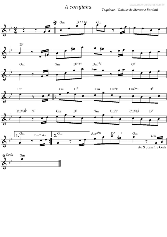 Partitura da música A Corujinha