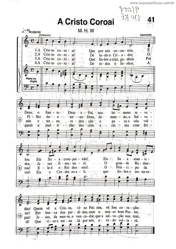 Partitura da música A Cristo Coroai v.2