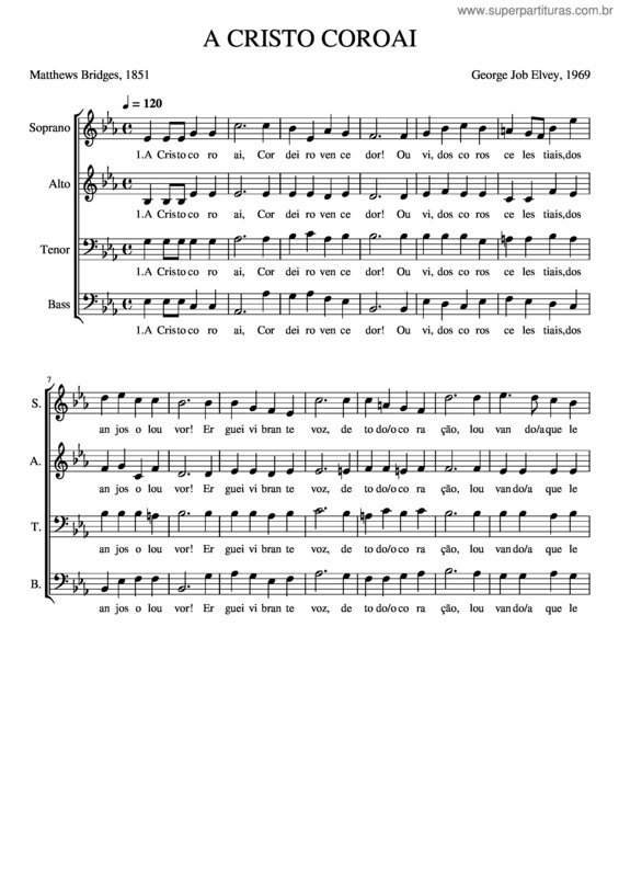 Partitura da música A Cristo Coroai v.3