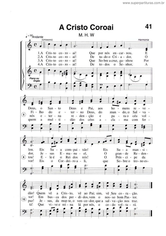 Partitura da música A Cristo Coroai