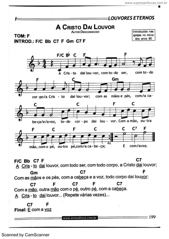 Partitura da música A Cristo Dai Louvor