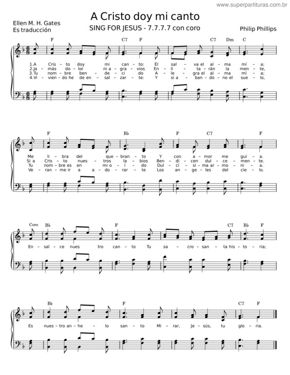 Partitura da música A Cristo Doy Mi Canto – Ellen M. H. Gates