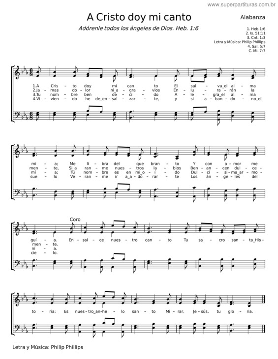 Partitura da música A Cristo Doy Mi Canto – Philip Phillips