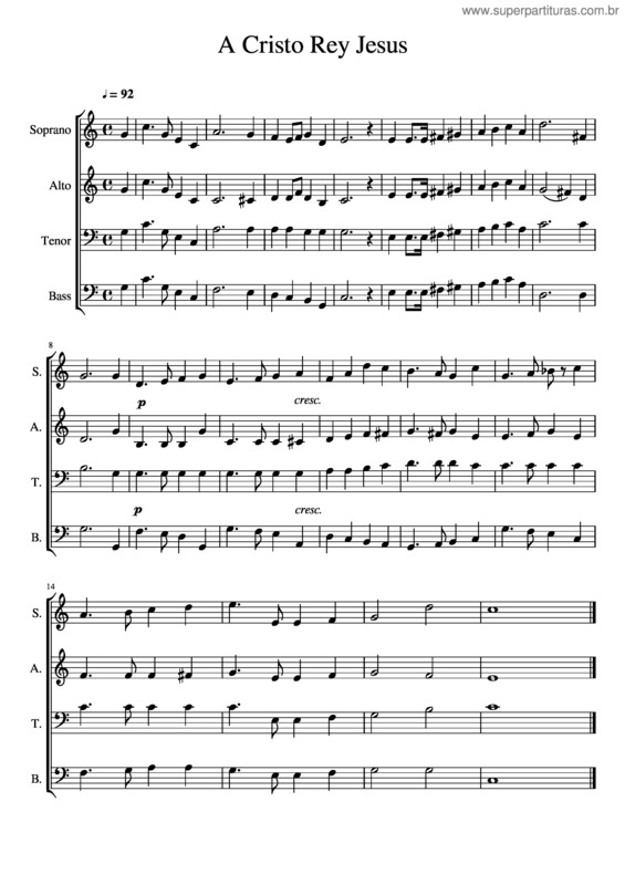 Partitura da música A Cristo Rey Jesus