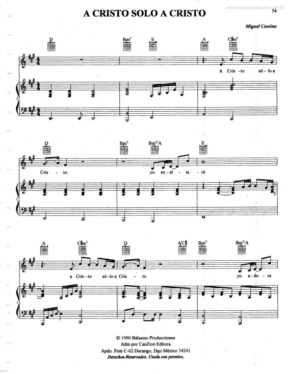 Partitura da música A Cristo Solo a Cristo